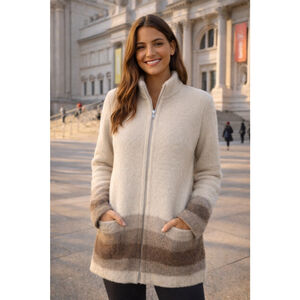 Vintage Hilda Ltd Iceland Pure Wool Coat Nordic Zip Cream Brown Icelandic S Boho